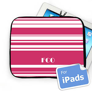 Custom Initials Hot Pink Stripes Ipad Sleeve