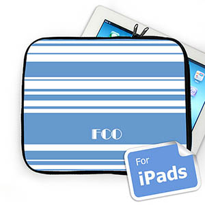 Custom Initials Sky Blue Stripes Ipad Sleeve