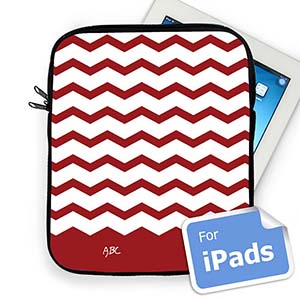 Custom Initials Red Chevron Ipad Sleeve