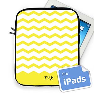 Custom Initials Yellow Chevron Ipad Sleeve