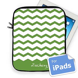 Custom Name Green Chevron Ipad Sleeve