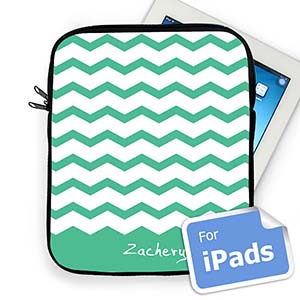 Custom Name Mint Chevron Ipad Sleeve