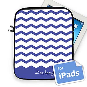 Custom Name Blue Chevron Ipad Sleeve