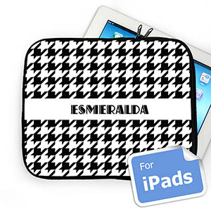 Custom Name Black Hounds Tooth Ipad Sleeve
