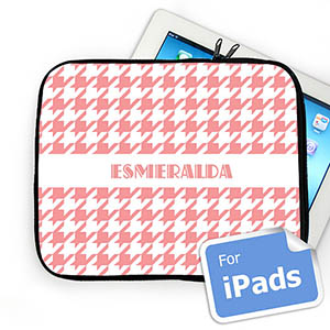 Custom Name Pink Hounds Tooth Ipad Sleeve