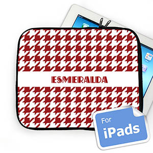 Custom Name Red Hounds Tooth Ipad Sleeve
