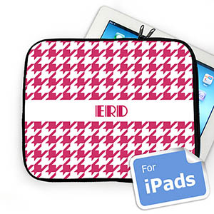 Custom Initials Hot Pink Hounds Tooth Ipad Sleeve