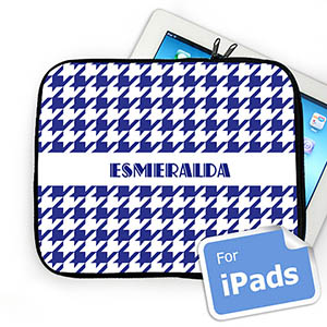 Custom Name Blue Hounds Tooth Ipad Sleeve