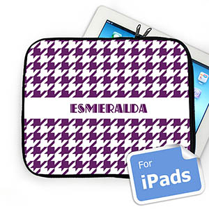 Custom Name Purple Hounds Tooth Ipad Sleeve