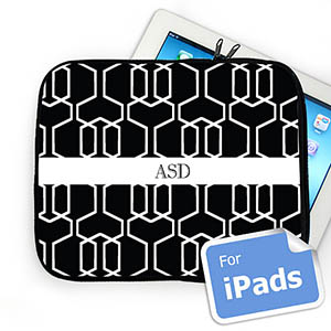 Custom Initials Black Trellis Ipad Sleeve