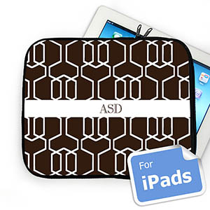 Custom Initials Chocolate Trellis Ipad Sleeve
