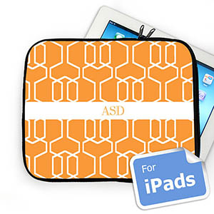 Custom Initials Orange Trellis Ipad Sleeve