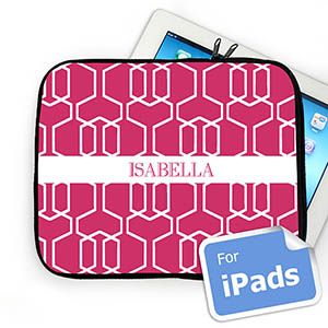 Custom Name Hot Pink Trellis Ipad Sleeve