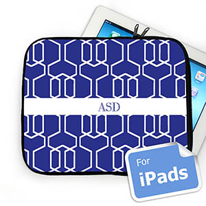 Custom Initials Blue Trellis Ipad Sleeve