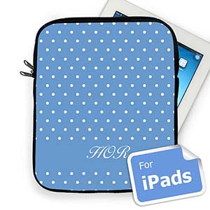 Custom Initials Sky Blue Polka Dots Ipad Sleeve