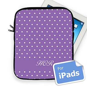 Custom Initials Lavender Polka Dots Ipad Sleeve