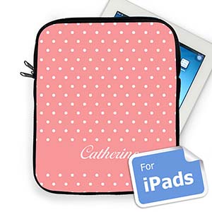 Custom Name Pink Polka Dots Ipad Sleeve