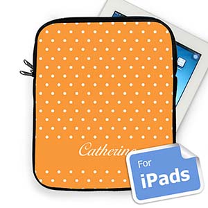 Custom Name Orange Polka Dots Ipad Sleeve