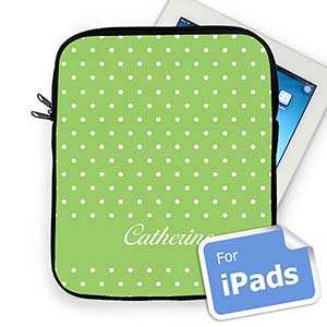 Custom Name Lime Polka Dots Ipad Sleeve