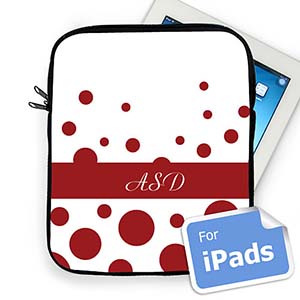 Custom Initials Red Retro Circles Ipad Sleeve