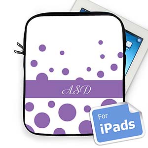 Custom Initials Lavender Retro Circles Ipad Sleeve