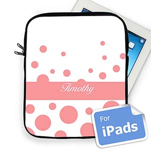 Custom Name Pink Retro Circles Ipad Sleeve