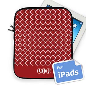 Custom Initials Red Quatrefoil Ipad Sleeve