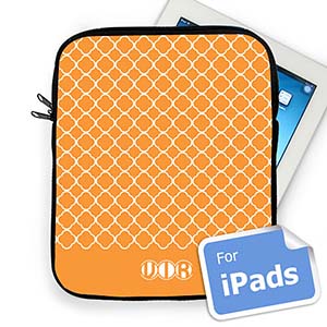 Custom Initials Orange Quatrefoil Ipad Sleeve