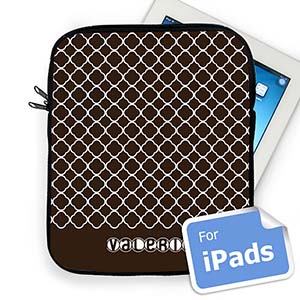 Custom Name Chocolate Quatrefoil Ipad Sleeve
