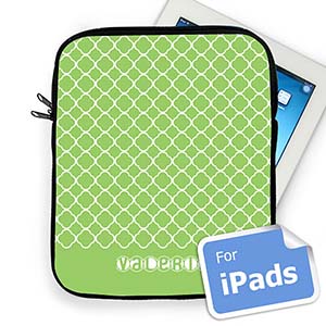 Custom Name Lime Quatrefoil Ipad Sleeve