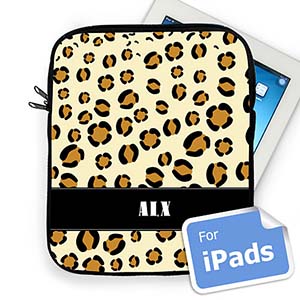 Custom Initials Leopard Pattern Ipad Sleeve