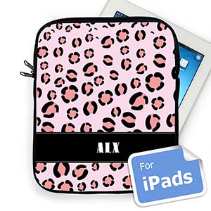 Custom Initials Pink Leopard Pattern Ipad Sleeve