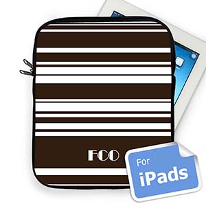 Custom Initials Chocolate Stripes Ipad Sleeve