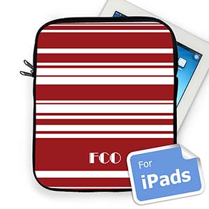 Custom Initials Red Stripes Ipad Sleeve
