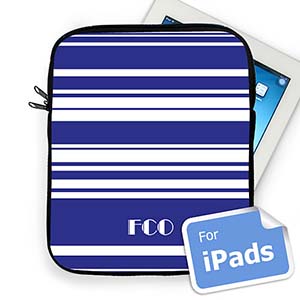 Custom Initials Blue Stripes Ipad Sleeve