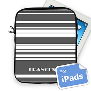 Custom Name Grey Stripes Ipad Sleeve
