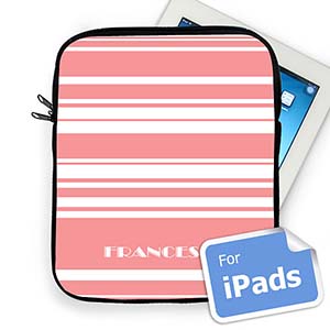 Custom Name Pink  Stripes Ipad Sleeve