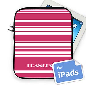 Custom Name Hot Pink Stripes Ipad Sleeve