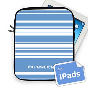 Custom Name Sky Blue Stripes Ipad Sleeve
