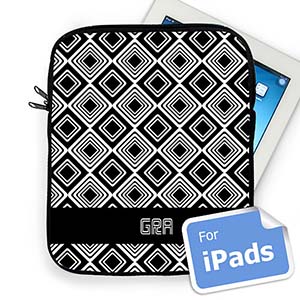 Custom Initials Black Diamonds Ipad Sleeve