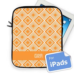 Custom Initials Orange Diamonds Ipad Sleeve