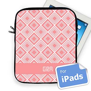 Custom Initials Pink Diamonds Ipad Sleeve