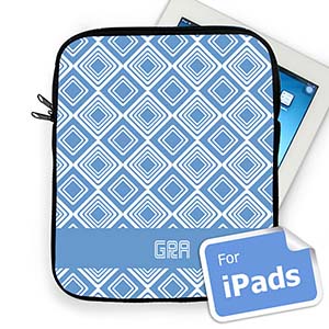 Custom Initials Sky Blue Diamonds Ipad Sleeve