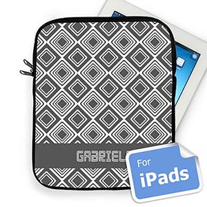 Custom Name Grey Diamonds Ipad Sleeve