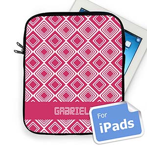 Custom Name Hot Pink Diamonds Ipad Sleeve