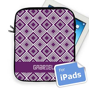 Custom Name Purple Diamonds Ipad Sleeve