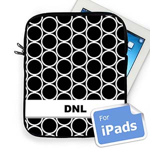 Custom Initials Black Hoopla Ipad Sleeve