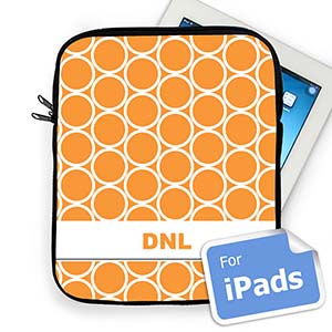 Custom Initials Orange Hoopla Ipad Sleeve