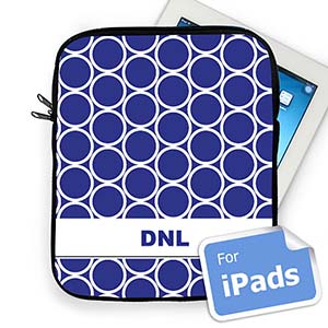 Custom Initials Blue Hoopla Ipad Sleeve