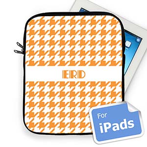 Custom Initials Orange Hounds Tooth Ipad Sleeve